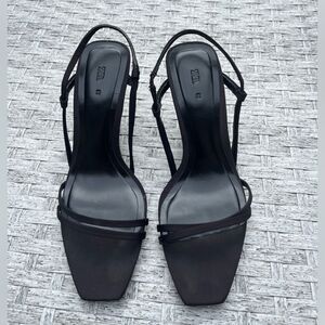 Zara black heeled sandals,front& side straps, comfortable, stylish, 38 (7.5US)